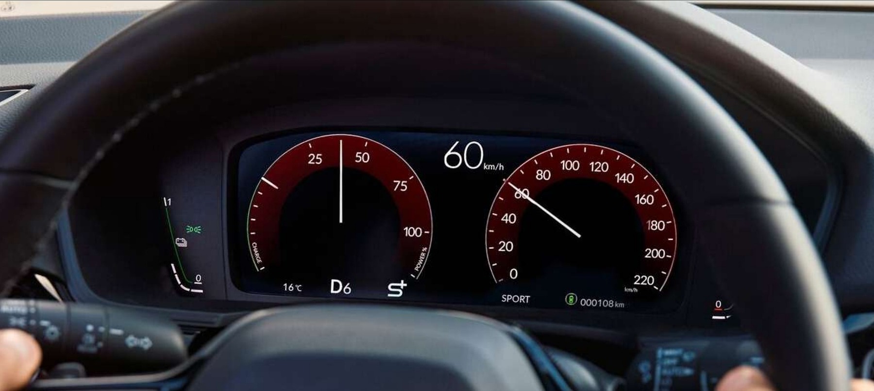 Honda Civic műszercsoportja az S+Shift használatakor